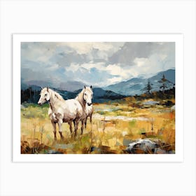Horses Painting In Scottish Highlands, Scotland, Landscape 2 Art Print