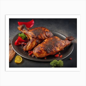 Grilled Chicken On A Plate Art Print