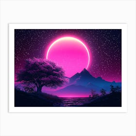 Pink Moon In The Sky Art Print