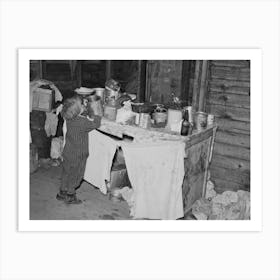 Little Girl In Kitchen Of Farm Home, Sheridan County, Montana By Russell Lee Art Print