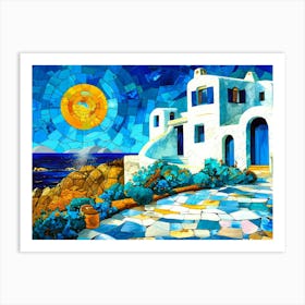 Seaside Santorini - Beach House Art Print