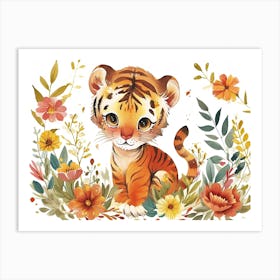 Little Floral Bengal Tiger 4 Art Print