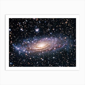 A Dazzling Galaxy Captured Through A Powerful Lens With Bright Shimmering Stars Scattered Across T (1) Art Print