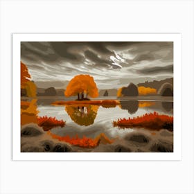 Autumn Trees By The Lake Art Print