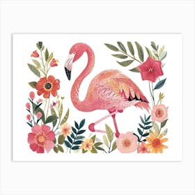 Little Floral Flamingo 2 Art Print