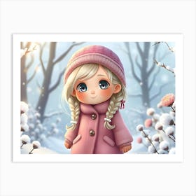 Little Girl In The Snow 2 Art Print