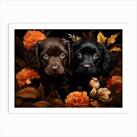 Jpeg Optimizer Autumn Puppies Art Print