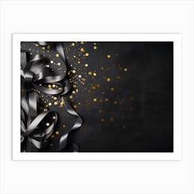 Christmas Ribbons On A Black Background 1 Art Print