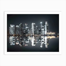 Singapore City Skyline At Night Art Print