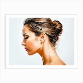 Side Profile Of Beautiful Woman Oil Painting 88 Art Print