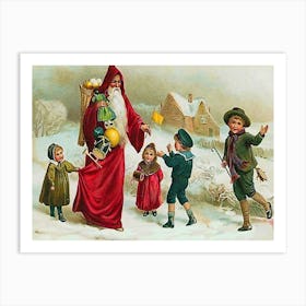 Santa Claus Is Giving Toys To Good Children Art Print