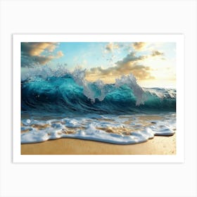 Wave Crashing On Beach Art Print