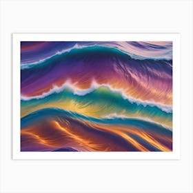 Swirling, Abstract Waves Of Color, Blending Hues Of Purple, Orange, And Green Art Print