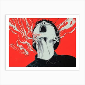 Scream on Red Illustration Art Print