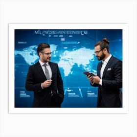 Businessmen Navigating Technology And Digital Communication (4) Art Print