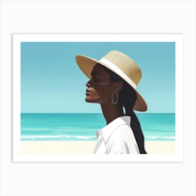 Illustration of an African American woman at the beach 2 Art Print