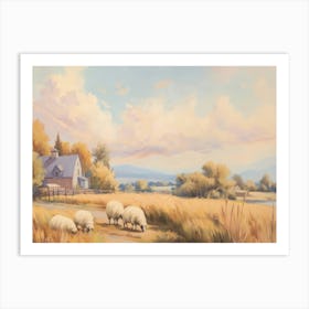 Sheep In The Field Art Print