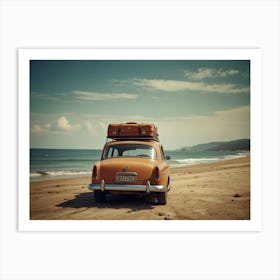 Vintage Car On The Beach Art Print