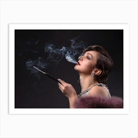 Woman Smokes A Cigarette Art Print