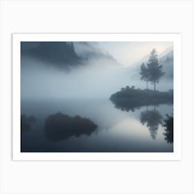 Misty Scene By The Enshrouded Lake Art Print
