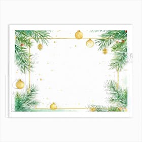 Watercolor Minimalism Approached Christmas Card Featuring Subtle Placement Of Twinkling Ornaments Gl Art Print