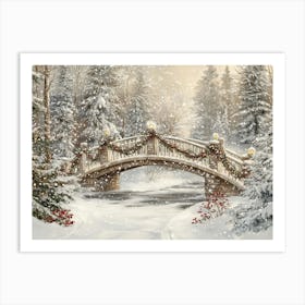 Winter Landscape Bridge Art Print