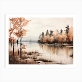 A Painting Of A Lake In Autumn 43 Art Print