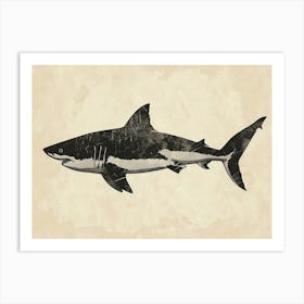 Great White Shark  Grey Silhouette 5 Art Print