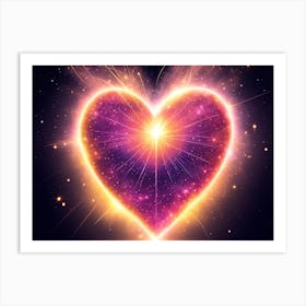 A Colorful Glowing Heart On A Dark Background Horizontal Composition 37 Art Print