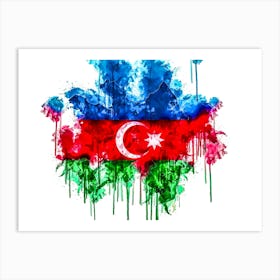 Flag Of Azerbaijan Country Art Print