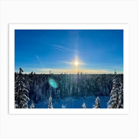 At The Onset Of Winter A Snowy Panorama Unfolds A Vast Forest Exists Beneath The Far Reaching Sky (1) Art Print