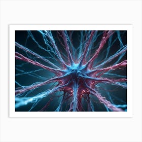 A Microscopic View Of A Neuron With Detailed Structures And Glowing Colors, Representing The Complexity Of The Nervous System Art Print