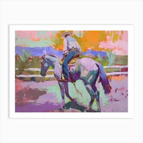 Neon Cowboy In Sonoran Desert Arizona 1 Painting Art Print