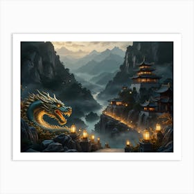 Dragons In The Mountains Art Print