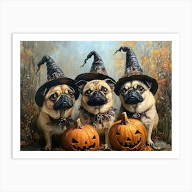 Halloween Pugs In Oil 18 Art Print