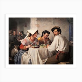 In a Roman Osteria by Carl Bloch (1866) | Danish |renaissance | baroque | dinner genre scene | famous painting | vintage art print |  Art Print