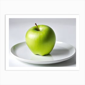 A Green Apple On A White Plate Upscaled 1701536331111 Art Print