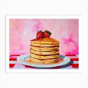 Pancake Stack Pink Checkerboard 2 Art Print