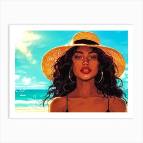 Illustration of an African American woman at the beach 28 Art Print