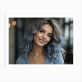 Blue Haired Woman 1 Art Print