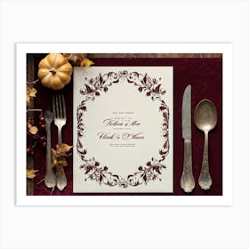 Antique Thanksgiving Invitation Embracing Baroque Flair Centered Marbled Design Hence Its Vintage C (6) Art Print