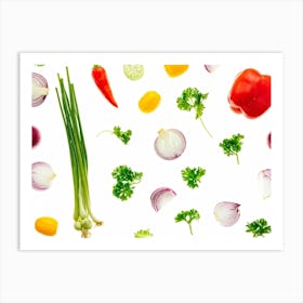 A Cornucopia Abundant With Seasonal Vegetables Like Radishes Beans Tomatoes And Broccoli Placed A (1) Art Print