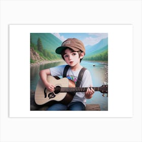 Acoustic Guitar Kid Art Print