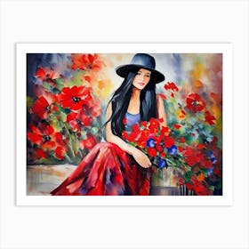 Girl Among Flowers 18 Art Print