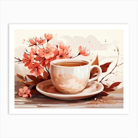 Tea Cup With Flowers 1 Art Print