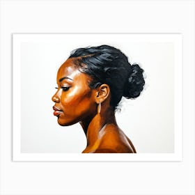 Side Profile Of Beautiful Woman Oil Painting 180 Art Print