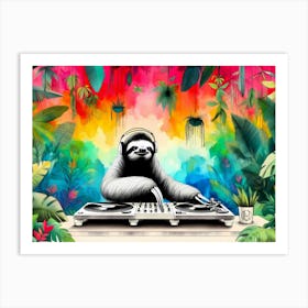 A Sloth Dj 4 Art Print