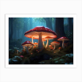 Magical gloving Mushroom Forest 1 Art Print