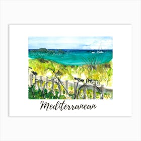 Bike Mediterranean Landscape Art Print