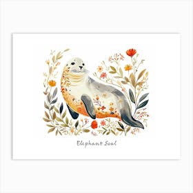 Little Floral Elephant Seal 1 Poster Art Print